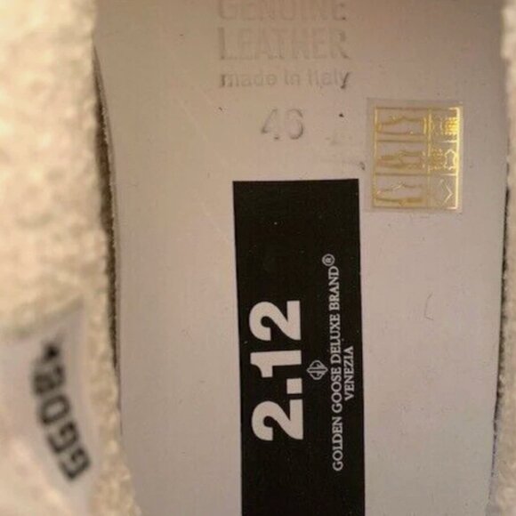 GOLDEN GOOSE MEN 2.12 RED STAR HIGH TOP SNEAKERS SHOES, WHITE SILVER, SZ 46 NIB! - Picture 9 of 13